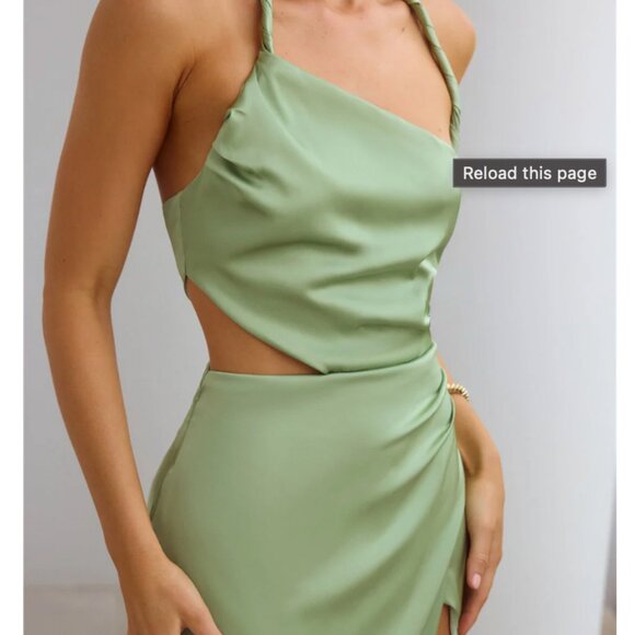 Sage Green Satin Halter Maxi Dress (M) - Picture 3 of 4